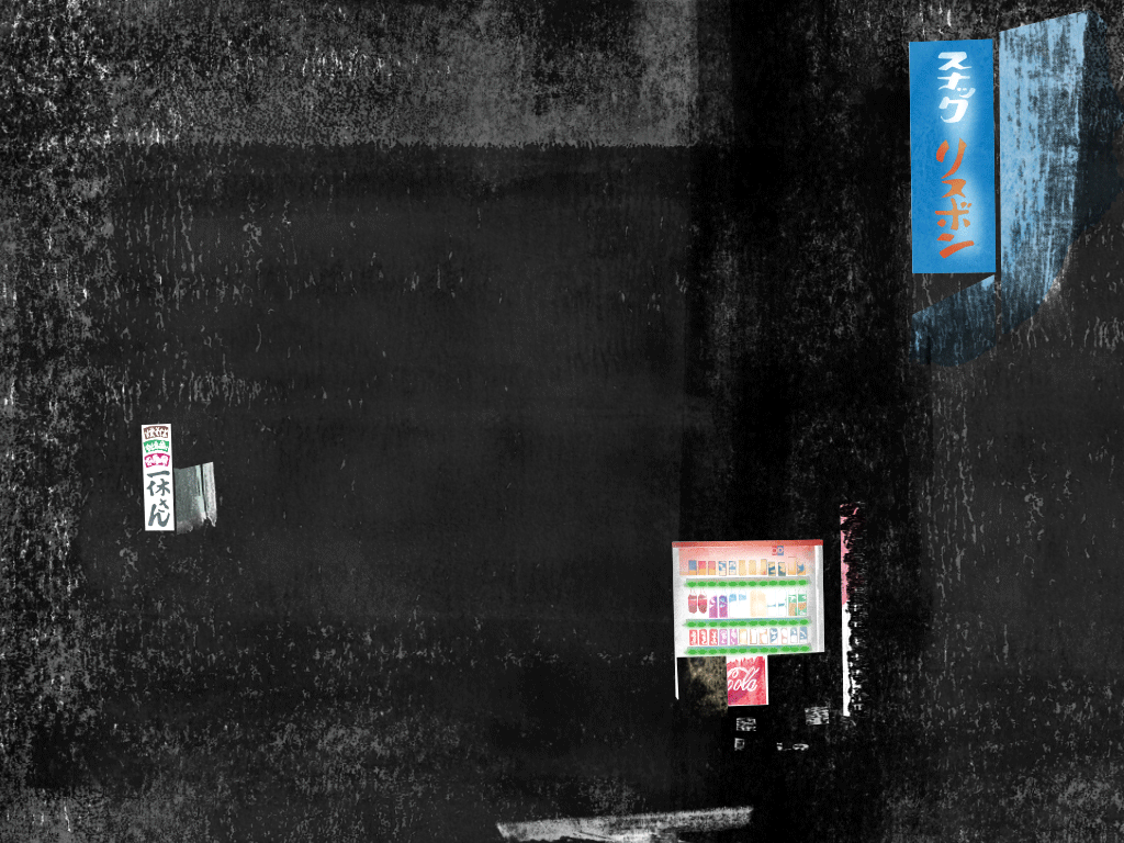GIFを使った作品も展示。明かりだけが点滅し、竹田の夜の寂しくて懐かしい雰囲気を際立たせる。