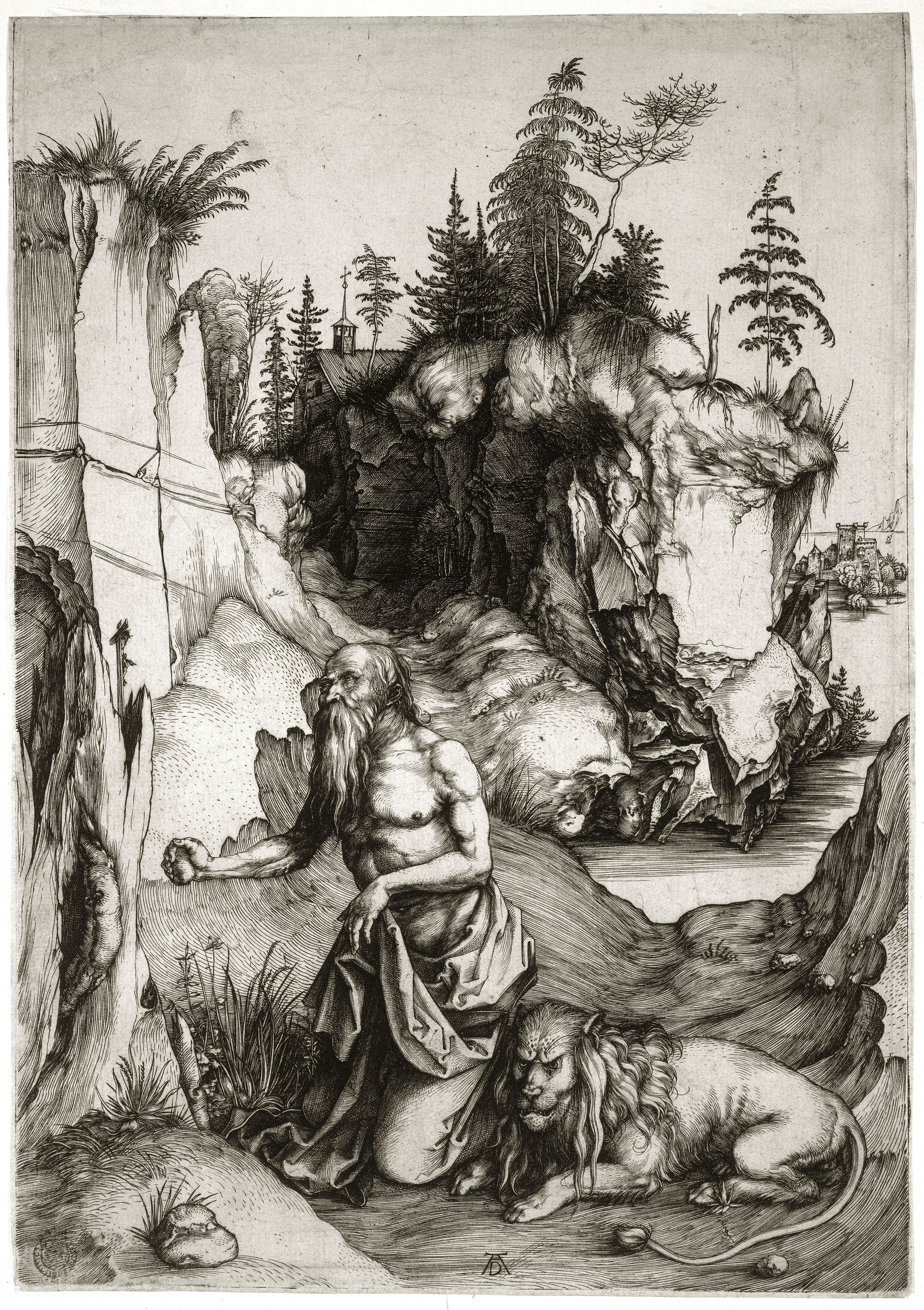 Albrecht Dürer (1471-1528). "Saint Jérôme en pénitence, B 61". Burin, bois. Musée des Beaux-Arts de la Ville de Paris, Petit Palais.
