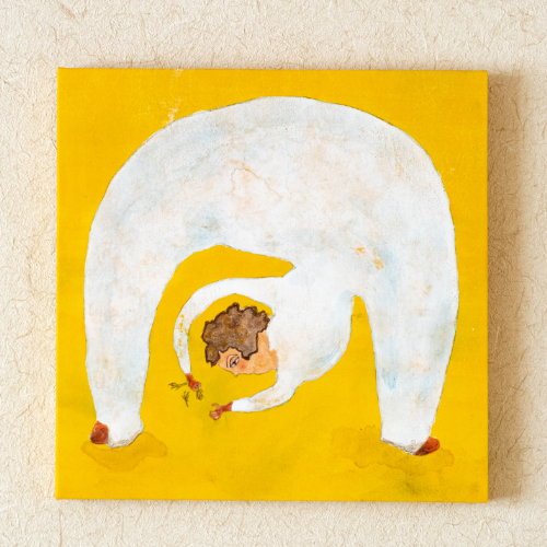 《農婦 28》  岩絵具、水干、泥、和紙  SSM（22.7×22.7cm）  2023