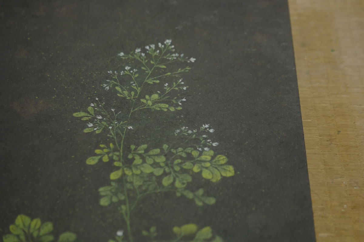 「掬う」 油彩、柿渋、和紙